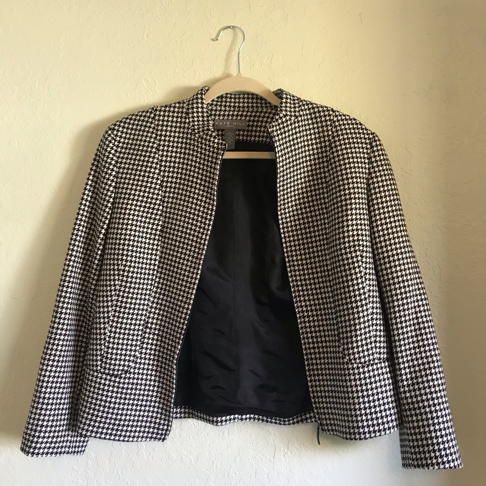 Kate Hill Checkered Zipup Blazer